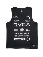 RVCA Men's Sport Hawaii Taro Mesh Tank Top Shirt Black All Over Print
