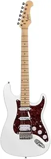 Monoprice 6-String Cali DLX Plus Electric Guitar - Right Handed, Gig Bag, Solid Ash Body, Ivory - Indio Series