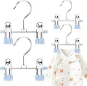 Trouser Hangers - 4PC Kids Pants Hangers | Reusable Bottom Hangers with Removable Clips | Heavy-Duty Clip Hangers Space Saving Skirt Coat Hangers for Bedroom, Hotel, Dormitories