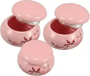 MERRYHAPY 3pcs Portable Powder Balm Jar Empty Makeup Jars Refill Empty Tubes Containers Diy Lipstick Case Travel Powder Container Refillable Lip Oil Bottles Small Liquid Pots Pink Ceramics