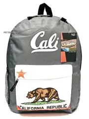 California Republic Bear Large 16" Gray School Backpack Travel Bag Mochila New