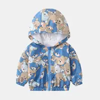 在飛比找momo購物網優惠-【時尚Baby】兒童薄外套 男童外套 藍色可愛熊熊防風外套(