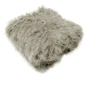 Faux Fur Long Hair Throw Rug Curly Taupe