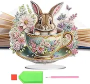 Home Stand up Gem Painting Craft Kit, Crystal Desktop Ornaments in Easter Bunny Shape, Crystal Art Desk Placement Ornament for Family Friends