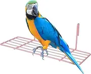 Totority 1Pc Pink Iron Frame Wall Shelf for Parrots Grid Hanging Stand for Birds Easy to Install Super Load Bearing Design for Pet Perching and Napping