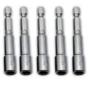 5 Pack - Magnetic Tip Power Nut Driver Bit Set Setters 1/4" Hex Shank 6mm