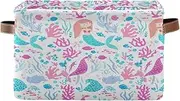 Underwater Cute Mermaids Cloth Organizing Bins with Handle, Collapsible Nursery Room Storage, Set of 2