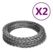 2 Pcs NATO Razor Wires Galvanized Steel Helical Wire Rolls 100m Security Fencing