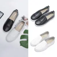 在飛比找momo購物網優惠-【FUFA Shoes 富發牌】真皮極簡洞洞懶人鞋-黑/白 