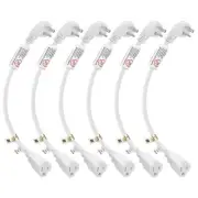 1Ft Flat Plug 3 Prong Extension Cord 14 AWG White 1875W 6 Pack