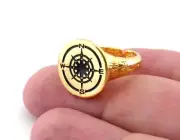North South West East Adjustable Ring Enamel Filled-Shiny Gold Plated 4909