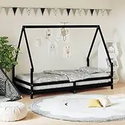 Kids Bed Frame Black 90x190 cm Solid Wood Pine