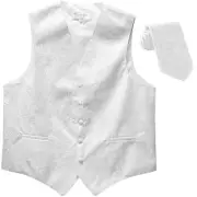 New Men's Formal Vest Tuxedo Waistcoat_necktie paisley pattern wedding white