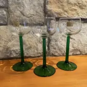 Vtg Emerald Green Stemmed Wine Glasses Cristel D' Arques France 6 1/2" Set of 3