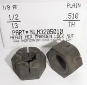1/2-13 HEAVY HEX MARSDEN LOCK NUTS STEEL PLAIN 7/8 AF X .510 TH (10)