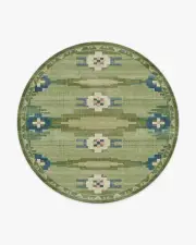 245' Round | Machine Washable Runner Rug | Kid & Pet Friendly | Indoor Rug | Annika Green Rug | Ruggable