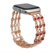 Cowboy Chain with Red Diamond Watch Strap for Apple Watch Series 5 & 4 & 3 & 2 & 1 40mm(Rose Gold)