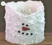 Snowman Bumpy White Moving Flame LED Battery Pillar Candle W/ Timer 6”D x 6" H