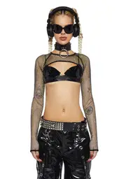 [Club Exx] Mayhem Mindset Fishnet Shrug - Black