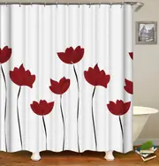 Red Tulip Drawing Shower Curtain