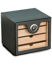 Bey-Berk Carbon Fiber Matte Finish Wood Humidor