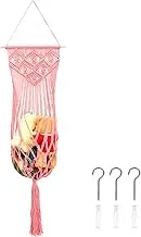 Toy Hammock, Wall Hanging Toy Hammock Net Space Saving Stuffed Toy Hammock Handmade Toy Net Corner for Soft Toys and Teddy Bears (Pink)