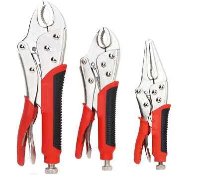 FORCEPRO 3PC SET EXPERT QUALITY CR-MO LOCKING PLIERS VICE GRIP CURVE JAW 3 RIVET