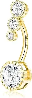 VERAMI 14G 925 Sterling Silver Belly Button Rings For Women 12mm Bar Navel Ring Round Cubic Zirconia Belly Rings Clear CZ Navel Rings Piercing