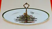 SPODE Christmas Tree Single Handled SERVER TIDBIT Tray NIB 10.5"