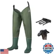 FISHINGSIR Hip Waders Waterproof Hip Boots Cleated 2-Ply Nylon/PVC Fishing Hi