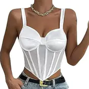 [generic] Lace Sexy Tank Top Sleeveless Corset Retro Slim Beach Top Backless Lingerie Camisole Mesh Corset
