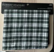 NEW Fall Christmas Robert Stanley Green Black Plaid Table Runner 14" X 72"