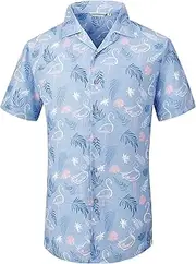 [Alex Vando] Mens Hawaiian Shirts Short Sleeve Summer Aloha Hawaii Shirts