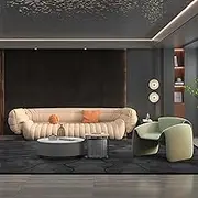 Modern Sectional Sofa Set for Living Room – Stylish Sectional Couch with With Coffee Table | High-Resilience Foam | Premium Lambswool Fabric | Ergonomic Design | Floor-Level Base(WHITE-C,91 IN)