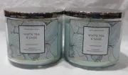 Bath & Body Works 3-wick Scented Candle Lot Set of 2 WHITE TEA & SAGE w/ess oils