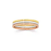 9ct Gold Tri Tone 3 Row Tube Ring