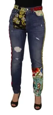 Dolce & Gabbana High Waist Patchwork Skinny Women's Denim Authentic