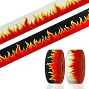 2 Rolls 14 Yards Flames Ribbons, 7/8" FireRed Orange Yellow Red Hot on Black Grosgrain Ribbons Fireman Fabric Ribbon for Gift Wrapping Fire Fighter Support Decorations