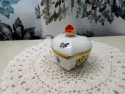 NEW HEREND CHINA PRINTEMPS HEART BONBON WITH ROSE TRINKET BOX 3" 24K GOLD TRIM