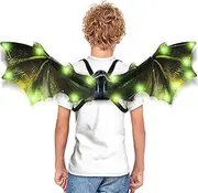 Kandishiex US Electric Dragon Wings Moving Electric Dinosaur Wings with Light Music Adjustable Halloween Green Dino Wings Glow Up Dinosaur Wings Fancy Dress Up for Boys Girls Party Birthday(Gules)