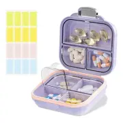 Travel Pill Organizer Box with Labels, 7 Compartments Portable Mini Pill Case...