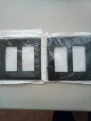 Set of 2 New Black Plastic Light Switch Cover (Bin 1)