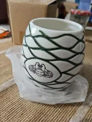 Patron Tequila Tiki Mug Agave Pina Cup Ceramic Bee White & Green 4.25" Tall