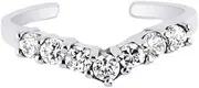 [JewelryWeb] 925 Sterling Silver With Rhodium Finish Shiny Cuff Type toe ring With White CZ Simulated Diamond-toe ring for Women