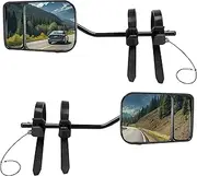 Convex Caravan Towing Mirrors, Universal Adjustable Motorhome Wing Mirror Extensions with Clamps & Rubber Straps for Cars Trailer Van SUV Trucks Touring