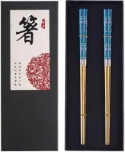 Metal Chopsticks Titanium Plated Stainless Steel Chopsticks Reusable Dishwash...