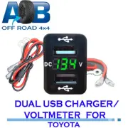 Dual USB Charger Socket 5V 2.1A Green Voltmeter Battery Monitor Voltage Gauge...