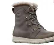 New Sorel Women's Explorer Joan Suede Winter Boots - Quarry/Black Size 6