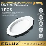 1PCS 30W DIMMABLE LED DOWNLIGHT 160-180MM CUTOUT CCT SELECTABLE 120° BEAM ANGLE
