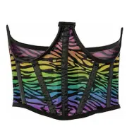 DAISY CORSETS Lavish Rainbow Animal Print Mesh Open Cup Waist Cincher | SMALL |